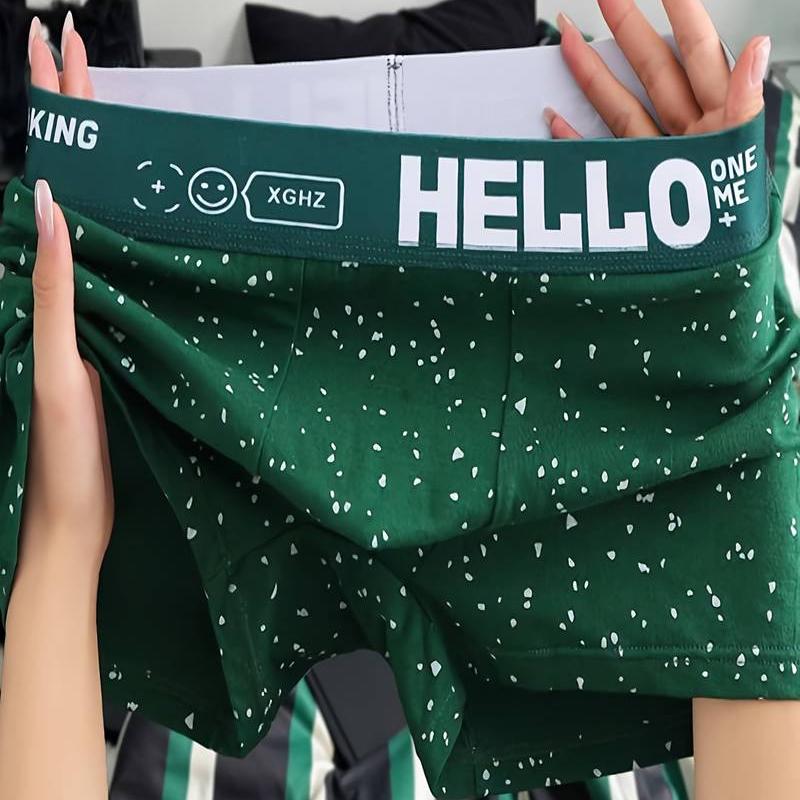 Men's Polyester Boxer Briefs with Spandex, Knit Fabric Galaxy Print Shortie Underwear with Medium Stretch and Ring Detail for Daily