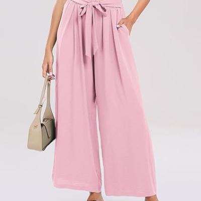 Summe Wide Leg Dress Pants for Women High Waisted Palazzo Casual Work Pants Beach Trousers with Pocket