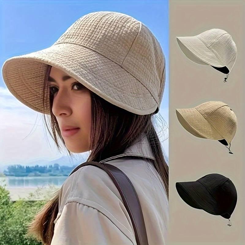 Women's Wide-Brim Sun Hat - Lightweight Breathable Adjustable Foldable Polyester for Hiking, Fishing, Beach & Travel