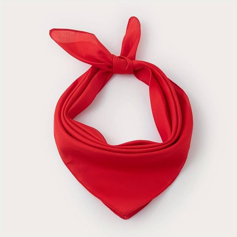 Elegant Red Satin Square Scarf - Imitation Silky Shawl, Neckerchief & Head Wrap for Women