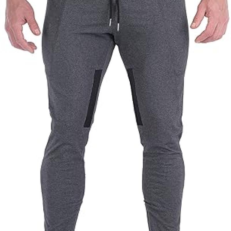Mens Joggers Sweatpants Slim Fit Workout Training Thigh Mesh Gym Jogger Pants with Zipper Pockets