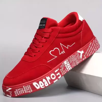 Men'S Red Casual Sneakers - Comfortable Low-Top Skate Shoes