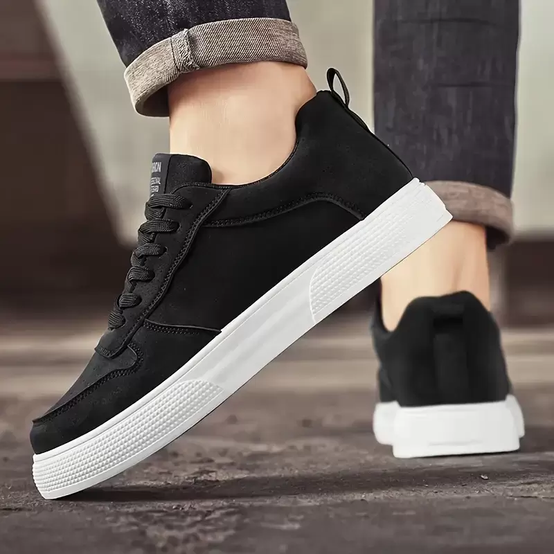 Men's Black Casual Sneakers - Breathable, Thick PVC Sole
